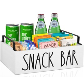 Y&ME YM Snack Organizer for Home & Kitchen Organization, Wooden Pantry Storage Bins with Handles, Snack Organizer for Pantry, Countertop, Kitchen, Party, Snack Storage Basket for Chips, Packets.