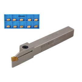 Accusize Industrial Tools 1/2'' Heavy Duty Indexable Grooving/Cut-Off Holder, Nickel Plated, with 11 Gtn-2 Tin Coated Carbide Inserts, 2415-5024INS