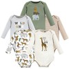 Hudson Baby Unisex Baby Cotton Long-Sleeve Bodysuits, Rustic Safari, 6-9