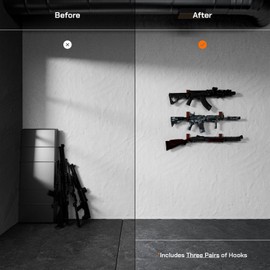 Hold Up Displays Gun Wall Mount 3 Pack, AR Wall Mount, Rifle Wall Mount, Shotgun Holder, Bow Wall Hanger, Gun Hooks for Wall, Walnut Hardwood Gun Display from Wisconsin - Made in USA