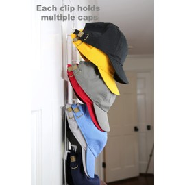 Perfect Curve Hat Organizer Cap Rack FAV | Hat Racks | Hold up to 40 caps | Over Door Organizer for Baseball Hat | Fitted & Adjustable Caps & Visors | Door Slam Proof | 2 Straps | White