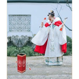 Pitch-pot Arrows Game, Touhu Chinese Traditional Game, Wooden Pot Sets with Rubber Arrows for Adults, Annual Meeting and Team Building on Yard (Loong1)