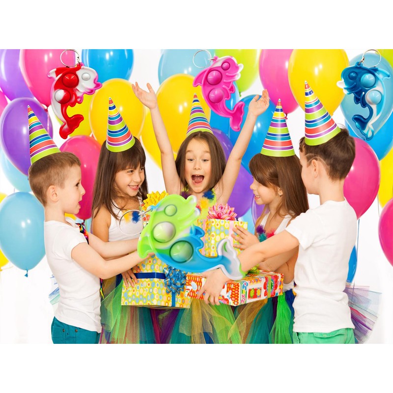 10 Packs Bulk Small Dolphin Mini pop Fidget Keychain，Birthday Party