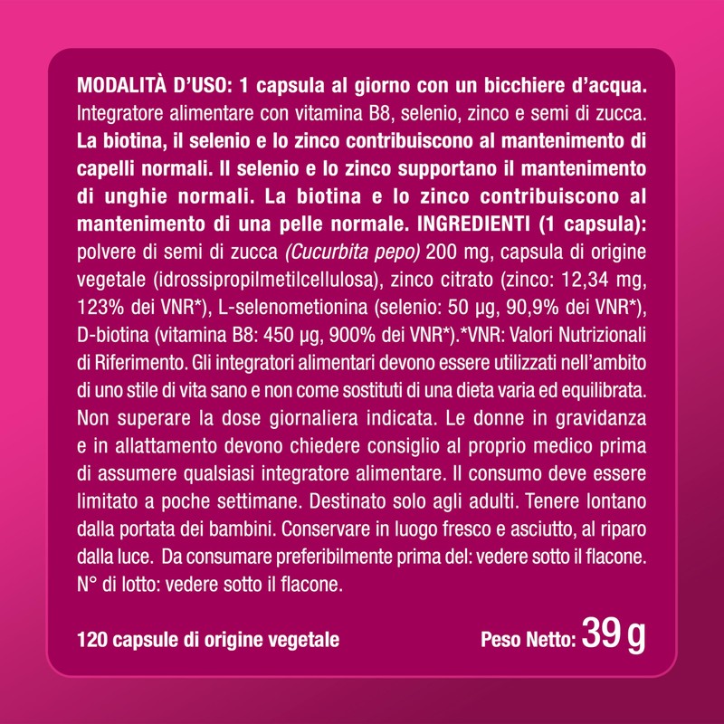 Biotina Capelli | 120 Capsule | Integratori Per Capelli, Unghie