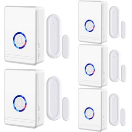 Wireless Motion Sensor Door Chime,NineLeaf Entry Alert Chime,Ring Alarm Contact Sensor,IP66 Waterproof,600ft Long Range,48 Chimes 5 Volume Level,Anti-Theft,Easy Installation,for Office/Home/Store,5PK