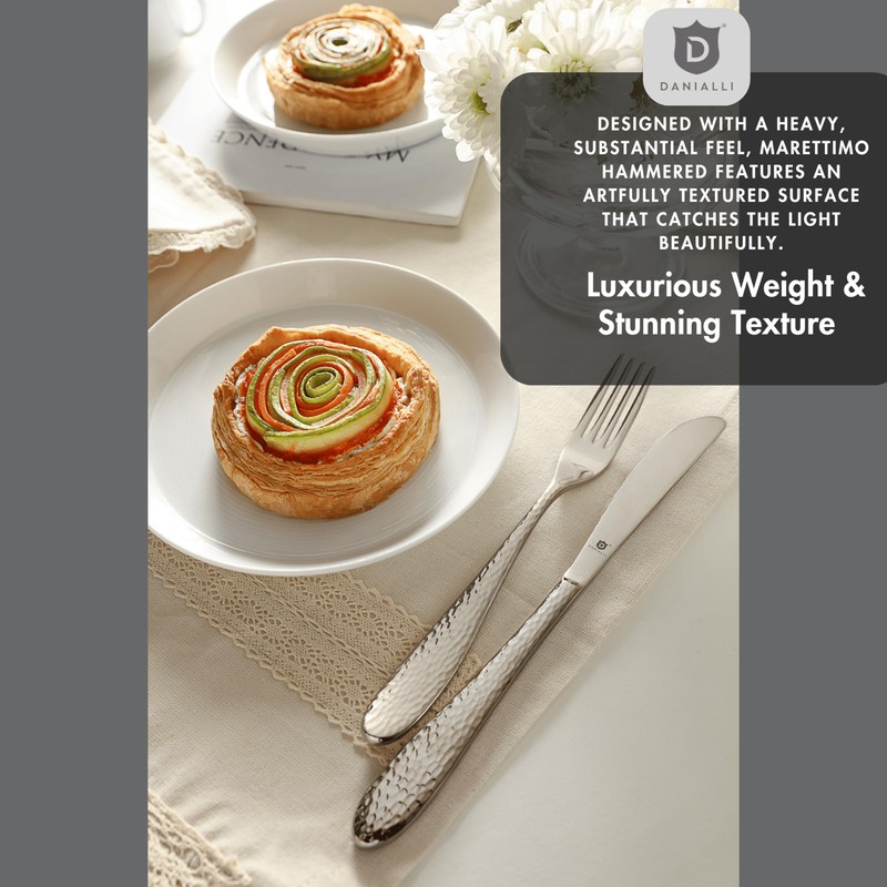 Danialli Hammered Silverware Set | Premium 18/10 Stainless Steel Flatware