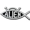 Alien Fish Plastic Auto Emblem - [Silver][5'' x 2 3/4'']