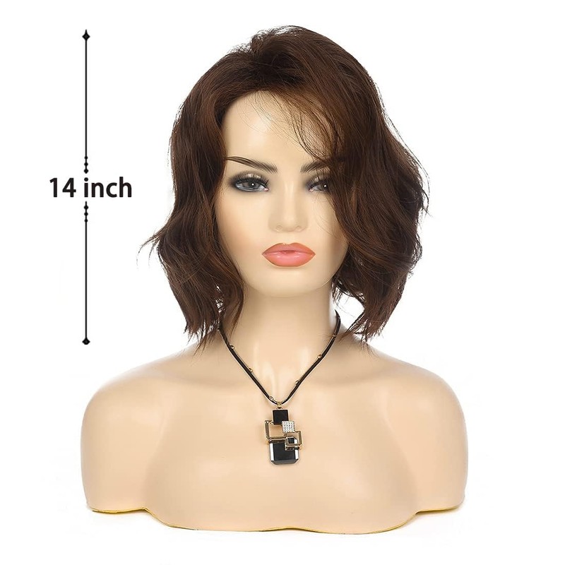 Qnbiar Women's Short Wave Brown Bob Wig Synthetic Heat Resistant