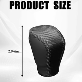 pvotawp Gear Shift Knob Cover Stick Shift Cover, Carbon Fiber Leather Shift Knob with Needle & Thread Car Shift Knob Protect Cover for Honda Inspire Crider Integra Car Stylish Decorations（Black）