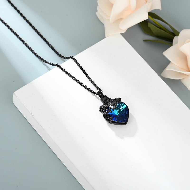 shajwo Butterfly Heart Cremation Jewelry Urn Necklaces for Ashes for