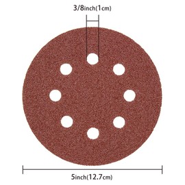 LESNIC 120 Grit Sanding Discs 50 pcs, 125mm Sanding Sheets 5in 8 Holes Pads Hook and Loop for Orbit Orbital Sander and All Oscillating Tools