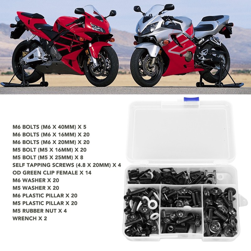 177PCS Motorcycle Fairing Bolt Kit Colorful M5 M6 Motorcycle Windscreen