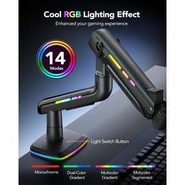 HUANUO RGB Monitor Arm for Ultrawide Screens up to 57″, Heavy-Duty Single Mount Holds 44 lbs, Fully Adjustable Gaming Monitor Arm with C-Clamp & Grommet Base, Max VESA 100 x 100mm