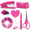 Hot Pink Office Supplies, UPIHO Hot Pink Desk Accessories, Stapler