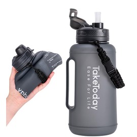 Botellas de agua de 2 litros para hombres y mujeres deportivos (negro)