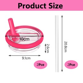 Replacement Lid for 40 oz Cups, Pack of 2 Reusable Replacement Lids, Premium Replacement Lid with Straw, Leak-proof and Dustproof (Rose Red)