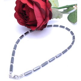 Haematin Jewellery Necklace Haematin Necklace with Quartz Crystal Clasp 925 Sterling Silver Model Number 1262, Gemstone, Hematine