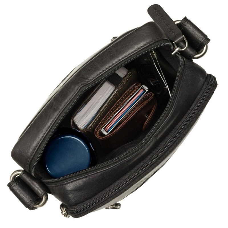 Visconti Compact Leather Messenger/Travel Bag S8 Black