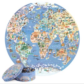 Jigsaw Puzzles For Adults 1000 Piece World Map Round Puzzle - Map of the World Jigsaw 1000 Piece Jigsaw Puzzles For Adults And Kids - Geography Gifts by bopster