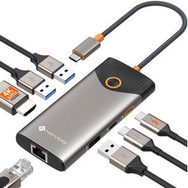 NOVOO USB C Hub 4K @ 60Hz HDMI Gigabit Ethernet 7-in-1 USB C Adapter MacBook Pro Air Dock, 4K HDMI, 3USB-A + 1USB-C Data Ports, 100W PD Docking Station for MacBook, Surface, Dell and More Type C