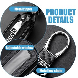 Key Case, Key Bag, Car Key Ring, Portable Car Key Bag with Zip, Car Key Case for Men and Women, Black