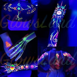 UV Black Light Reactive Face and Body Paint, Glow Under Black Light Colour, Water-based Pigment, Neon Fluorescent 8-Colour Powder, Suitable for Black Light Parties