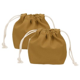 sourcing map 2 Pcs Drawstring Makeup Bag, 4.7" Canvas Cosmetic Bag Women's Make Up Bags Toiletry Organizer Pouch for Travel Toiletries Accessories, Brown