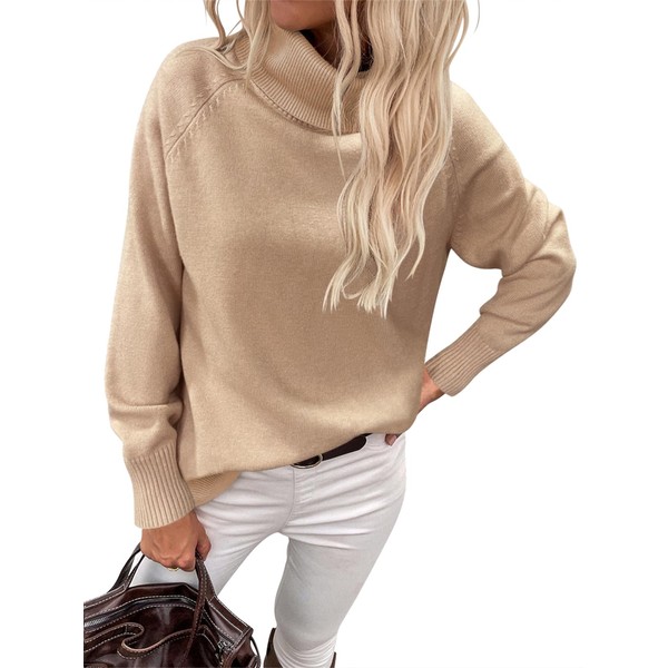 SENFURE Womens Soft Sweaters Casual Long Sleeve Thick Sweater Turtleneck