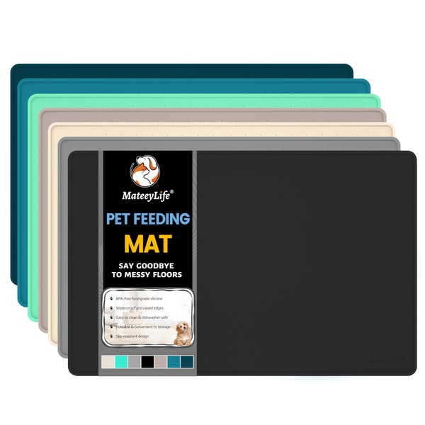 MateeyLife Dog & Cat Food Mat for Floors Waterproof, Nonslip