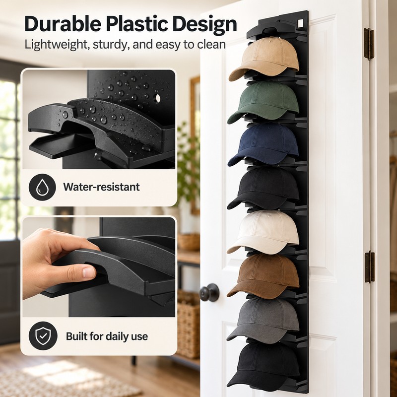 Baseball Cap Organizer for Closet & Door Storage – Space-Saving