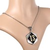 Flongo Men's Tribal Stainless Steel 13 Number Tag Pendant Necklace,