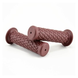 Augeny Motorcycle Hand Grips, 7/8" Vintage Non-Slip Rubber Handlebars, Soft Motorbike Thruster Grip for Hand Comfort, Universal Accessories for Motocross Scooter Dirt Bike (Brown)