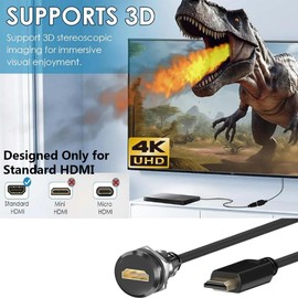 PENGLIN HDMI Panel Mount Extension Cable, HDMI 2.0 Male to Female Adapter Short Extender Cord, Support 4K 3D Compatible with HDTV, Laptop and PC(0.5M/19.69inch)