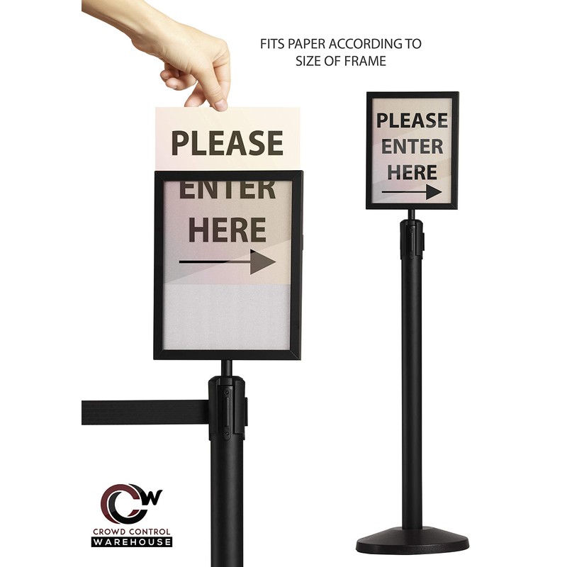 Crowd Control Warehouse Stanchion Post Top Sign Frame, 7 x