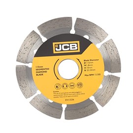 JCB - Segmented Diamond Blade, 115mm - Angle Grinder Discs - 1.8mm Thickness - Universal Fit - Tool Set Essentials - for Home Improvement & On-Site