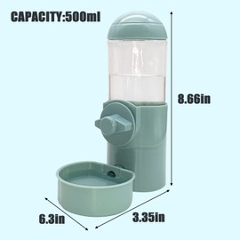 Tfwadmx Rabbit Watter Bottle 17oz Hanging Guinea Pig Automatic Water Dispenser No Drip Small Animal Cage Water Feeder Bowl for Bunny Chinchilla Hedgehog Ferret 2PCS (Blue)