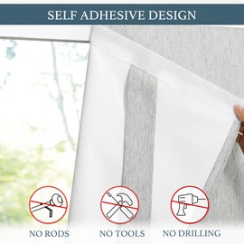 PONY DANCE Thermal Insulated Linen Door Curtains Silver Grey, Portable French Door Curtains Tie Back No Drilling Full Blackout Patio Door Blinds for Window Privacy, 26x69-Inch, 1 Pc