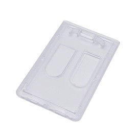 Heavy Duty Dual Sided Badge Holder - Holds 2 Cards - Polycarbonate Vertical - Durable Rigid Clear Hard Plastic Badges - Secure Top Load Sleeve Card Protector Case by Specialist ID, Sold Individually