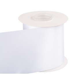 Cinta de satén de doble cara de 4 pulgadas, color blanco, poliéster sólido, cinta de manualidades, 25 yardas, perfecta para envolver regalos, manualidades, coronas, decoración de ceremonias de boda, arreglos florales, costura