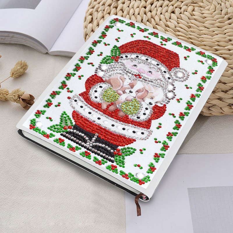 DIY Christmas Santa Claus Pattern Diamond Painting Notebook Kits Decoration