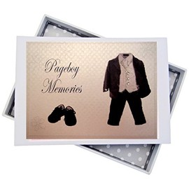 White Cotton Cards Pageboy Wedding, Mini Photo Album, Suit, Board, 12.5 x 17.5 x 2.5 cm
