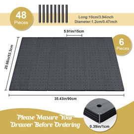 Kigley 6 Pcs Wood Pegboard Drawer Organizer with 48 Pegs Wood Peg Board System Peg Drawer Organizers for Kitchen Dishes Plate Pegboard Food Containers(20.98x5.91,White)