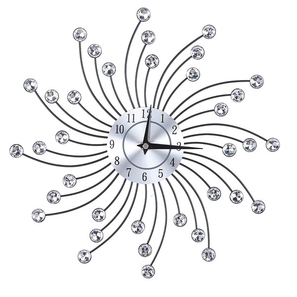 ZPSHYD Wall Clock, Crystal Wall Clock Aluminum Sparkling Bling Metallic