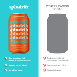 Spindrift "Orange Cream Float" Orange Vanilla Soda Made with Real Squeezed Fruit 12 Pack Case