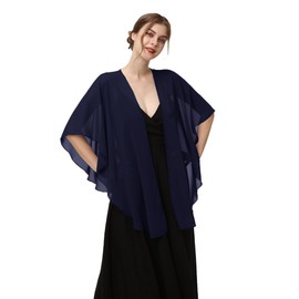 Chales y envolturas de gasa para mujer, bufanda de chal transparente para vestidos de noche, accesorios para cubrir, marino, Talla única
