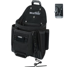 MELOTOUGH Professional Small Electrician Tool Pouch for Tool Belt Pockets with Belt Clip Attachment 9 Pockets Tradesman Tool Bag Pouch with Tape Thong Tool Holster