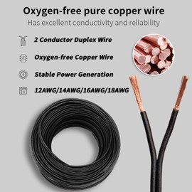 PlugSaf 16/2 Low Voltage Landscape Lighting Copper Wire,16 Gauge 2 Conductor Wire,Low Voltage 16 AWG Copper Extension Cord for Speaker, LED, Automotive 12V/24V DC(200FT)