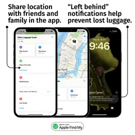 SLIDE INNOVATIONS Digital Luggage Scale, Compatible with Apple Find My (iOS), Suitcase Weight Scale and Tracker, Luggage Weighing Scale with 110-Pound Weight-Indicator Limit, Travel Accessory