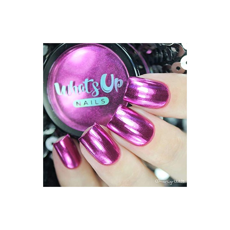 Whats Up Nails - Polvo de cromo fucsia para uñas