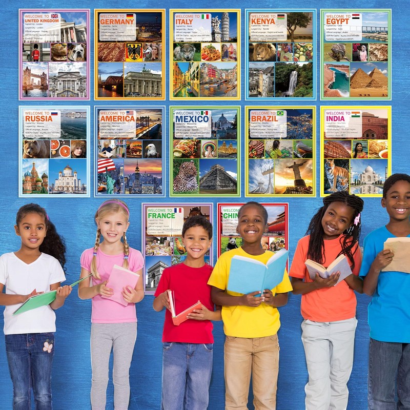 12 Pcs Cultures Around The World Posters Multicultural and Diversity